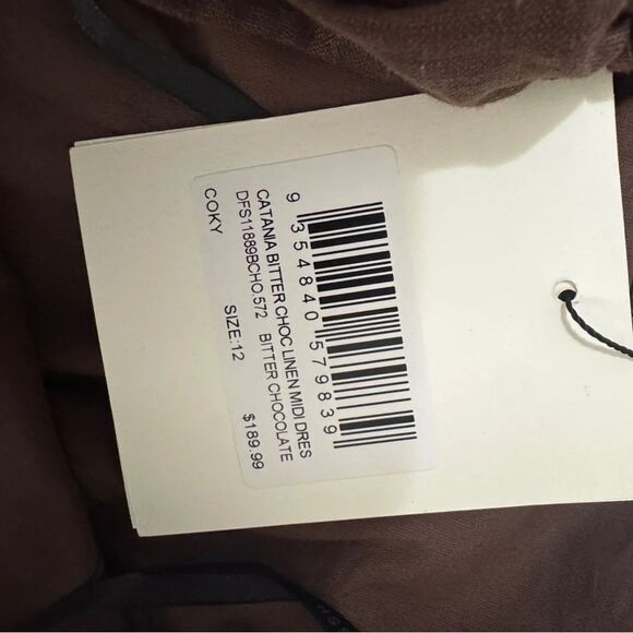 DISSH Catania Brown Linen Ruched Strapless A-line Dress in Bitter Chocolate US 8 - Picture 6 of 6